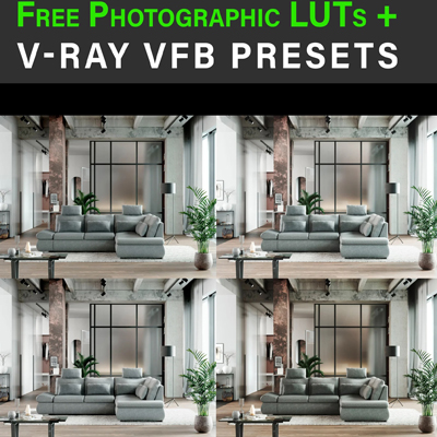 Free Photographic LUTs + V-Ray VFB Presets