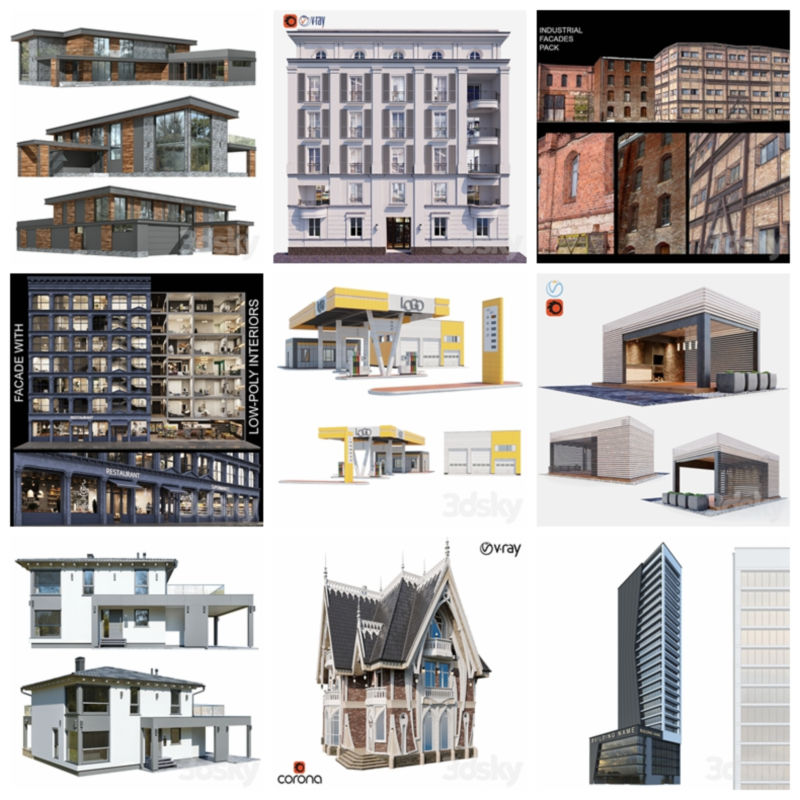 3DSky Pro 41套办公楼住宅楼别墅建筑3D模型合集插图23.jpg