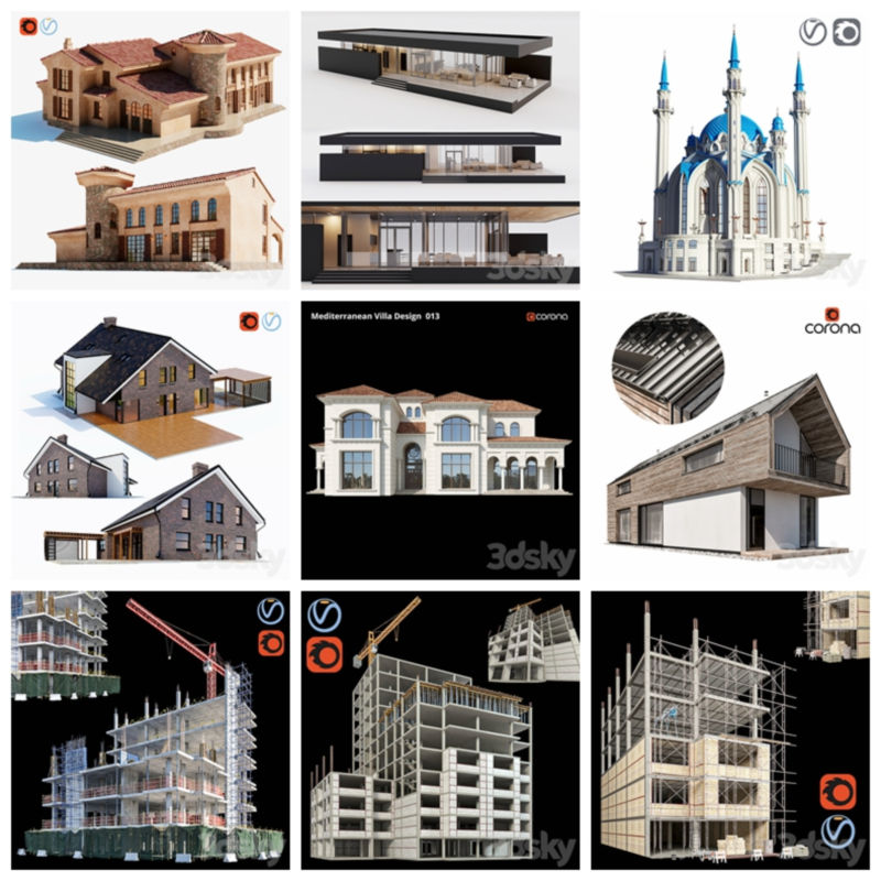 3DSky Pro 41套办公楼住宅楼别墅建筑3D模型合集插图34.jpg