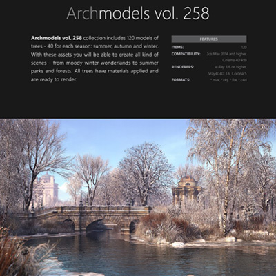 120组夏秋冬天植物树木3D模型 Evermotion – Archmodels Vol.258 (3DS MAX/FBX格式)