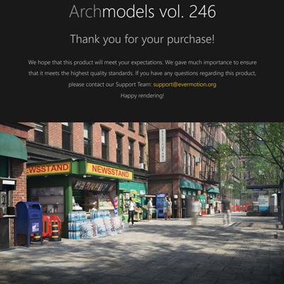 商店广告牌报亭垃圾箱栏杆公共设施3D模型 Evermotion – Archmodels Vol.246 (3DS MAX格式)