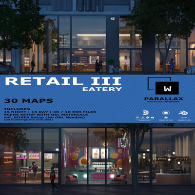 咖啡馆餐厅EXR\OSL\3D透视贴图 wParallax Retail Pack 3 – Eatery